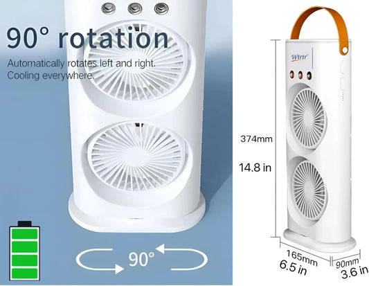 efluky 4000mAh Double Ended Spray Fan, Cold Air, 2025 New 3 Gears USB Rechargeable with LED Light Cooler, Tower Air Coolers & Remote Control,Water Tank,Table fan for Home,Office