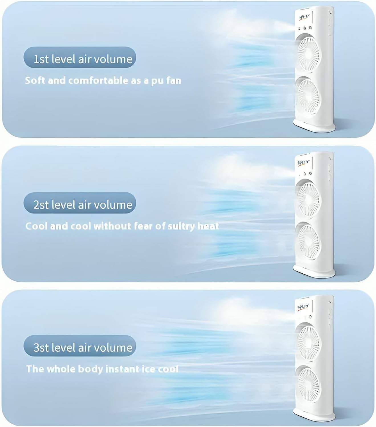 efluky 4000mAh Double Ended Spray Fan, Cold Air, 2025 New 3 Gears USB Rechargeable with LED Light Cooler, Tower Air Coolers & Remote Control,Water Tank,Table fan for Home,Office